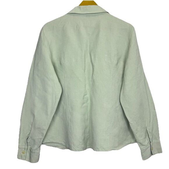 EllenTracy Linen Blend Utility Button Up Shirt Size 16 Pistachio Green Lagenlook - Picture 2 of 9